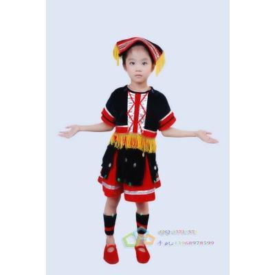 >儿童舞蹈服装 彝族服 民族舞蹈服 可爱儿童民族舞服装 演出舞蹈服