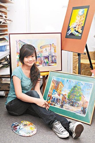 >范真画家 香港14岁少女画家扬威联合国 环保画作夺冠(图)