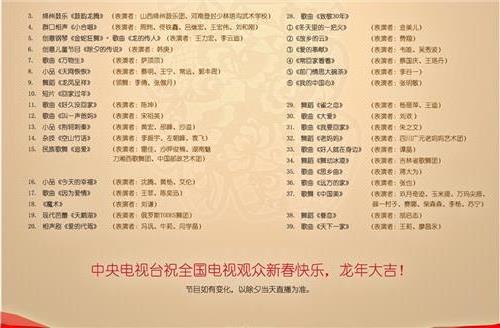 >2012年春晚(央视)节目单完整曝光 30首经典老歌联唱
