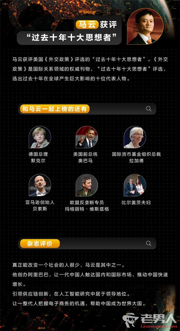 世界十年十大思想者评选 马云成为唯一中国获奖者