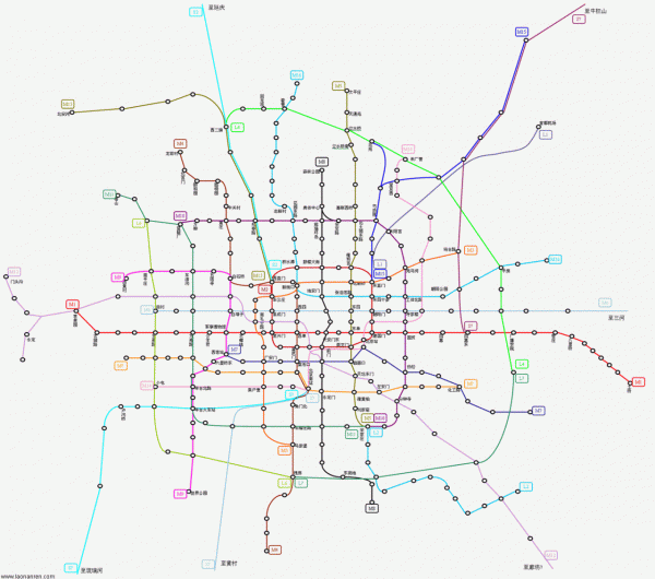 北京地铁规划图（1到13号线全有）