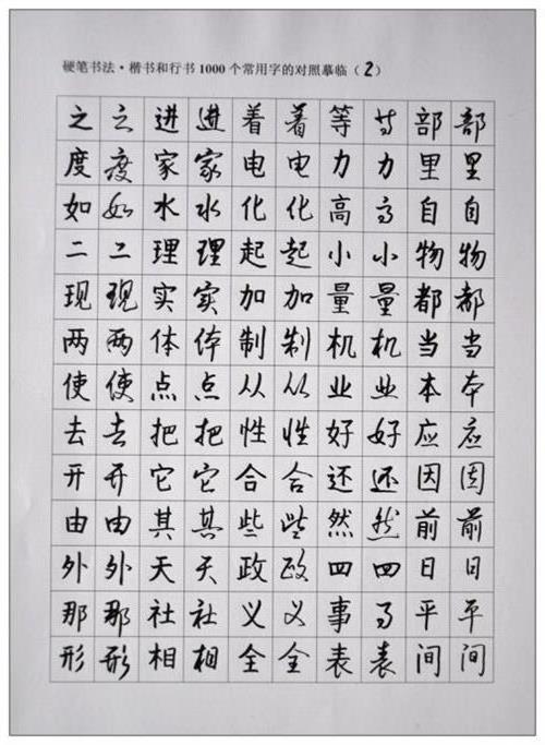 >常用汉字楷书和行书对照字帖