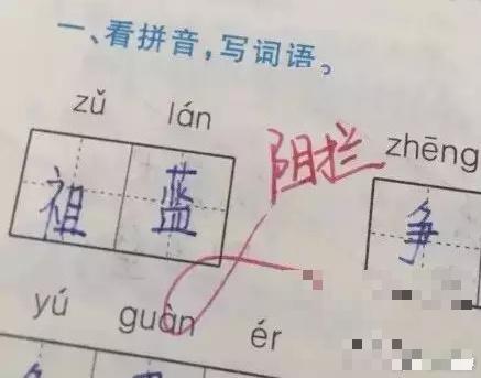 小学生拼音填词将阻拦写成祖蓝 王祖蓝：没毛病