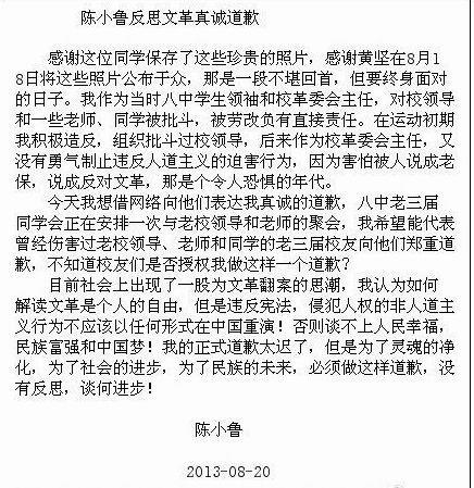 >陈小鲁的道歉闹剧 陈小鲁的道歉:反思应该是一代人的心结