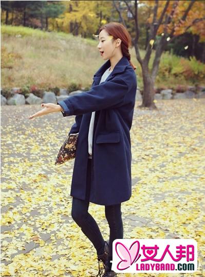 韩版呢子大衣+小脚裤 冬装时尚显瘦搭配法