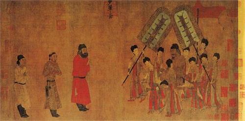 【唐代阎立本步辇图】中国古代工笔人物名画赏析