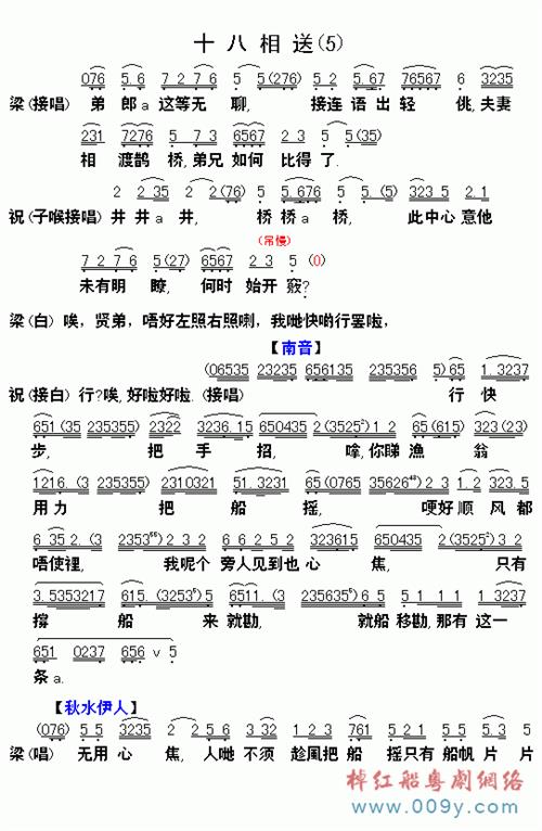 琼剧宗师陈华、红梅演唱的《梁山伯与祝英台》选段《十八相送》(音频)