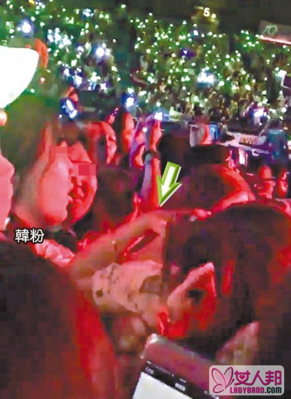 韩国男团演唱会上中韩歌迷互殴 台下扯头发捶脸(图)