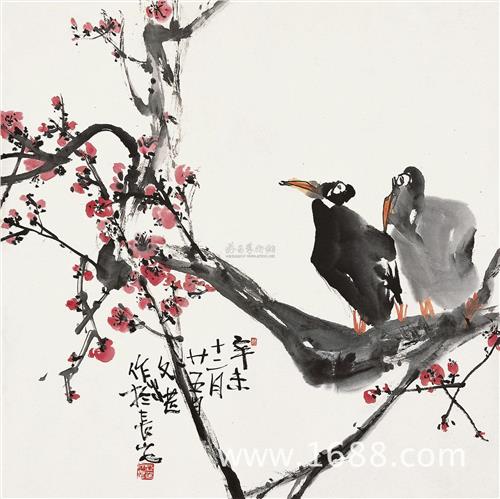 江文湛的画 长安派的花鸟画家江文湛的飘然红草园