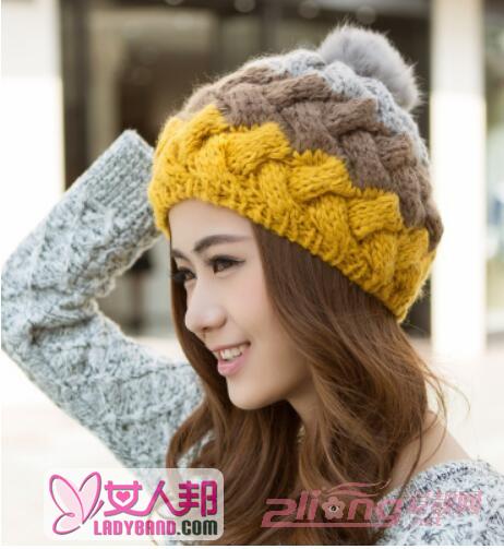>冬季女士可爱毛线帽子图片