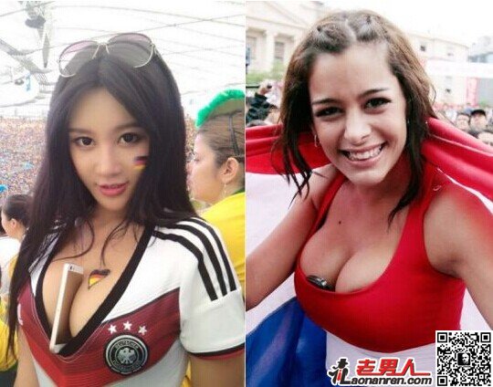 >世界杯惊现中国美女乳神 胸夹手机乐开怀【图】