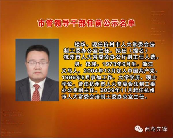 杭州市张宏光 杭州市市管领导干部任前公示通告