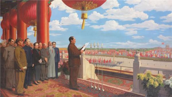 >王少伦与毛主席像油画 刘春华与大幅油画《毛主席去安源》