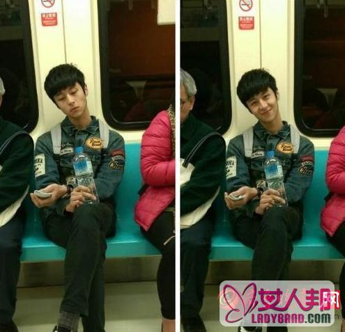 地铁萌笑男生走红 被偷拍大放微笑对镜头 网友称：好像陈冠希(图)