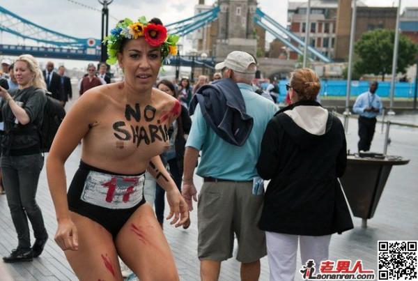 费曼裸女惊现伦敦抗议奥运【图】