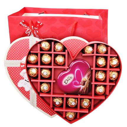 >费雷罗巧克力 七夕巧克力礼盒 心形情人节生日巧克力礼盒装 费列罗巧克力礼盒装