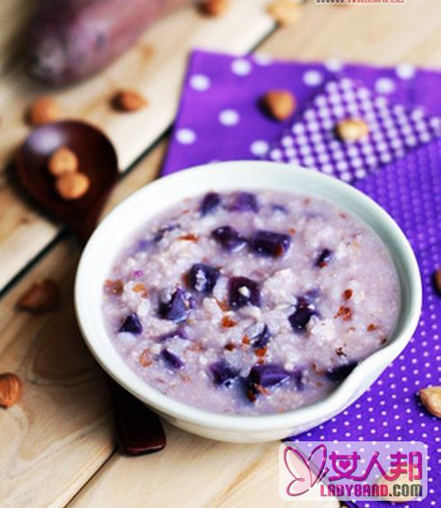 紫薯小米杏仁粥的材料和做法步骤