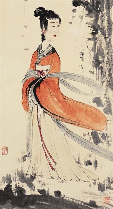 >傅抱石夫人 傅抱石1944年画作《湘夫人》于苏拍出2250万高价