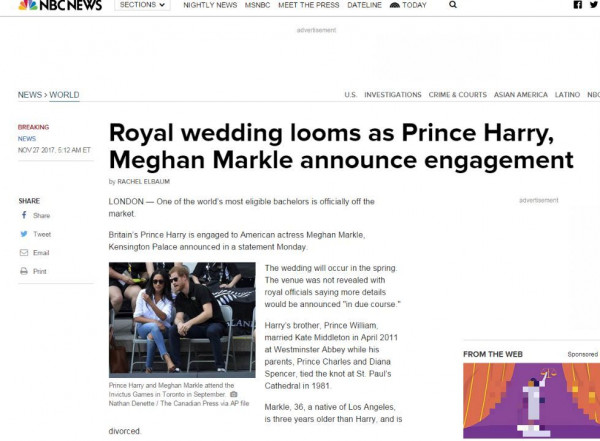 要结婚了！哈里王子与美演员梅格汉·马克尔订婚
