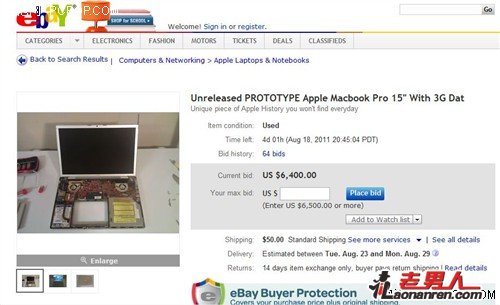 >3G版苹果MacBook Pro亮相ebay！目前已拍至40890元