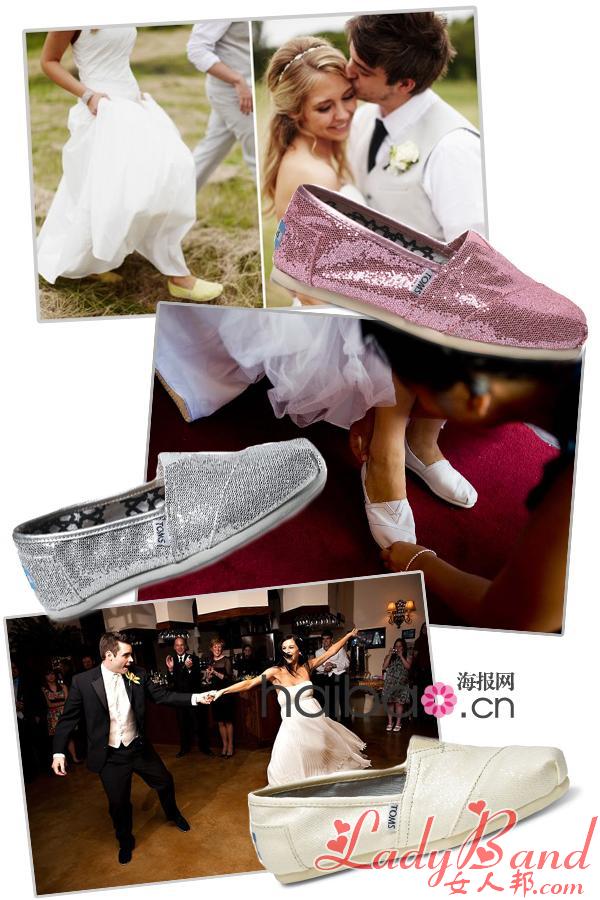 >布鞋配婚纱，你愿意尝试吗？来自汤姆布鞋(TOMS Shoes)的帆布新娘鞋系列，不是只有水晶鞋才能引来你的白马王子哦！