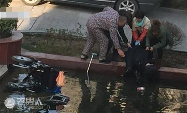瘫痪老人跌池溺亡 学生拍下市民合力救援老人过程
