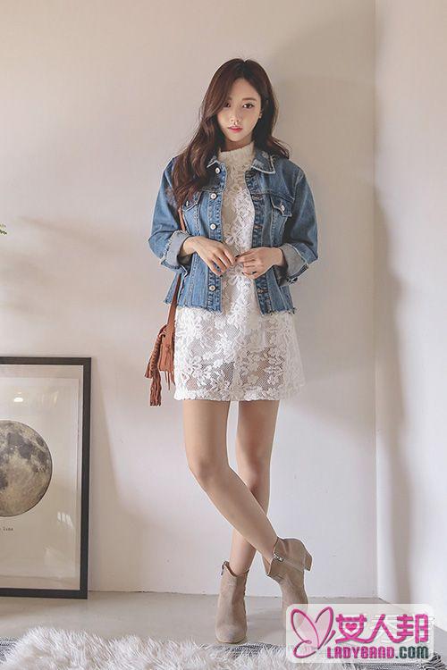 韩国女孩穿衣风格 外套+裙子大写的美