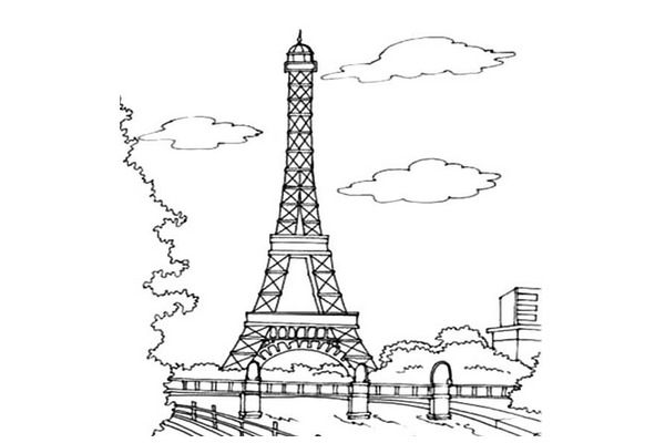 >艾菲尔巴黎铁塔图片 埃菲尔铁塔简笔画:巴黎铁塔
