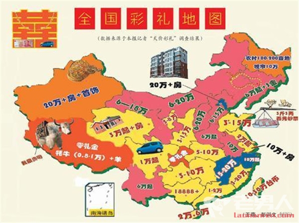 >最新中国彩礼地图 最贵的竟然是这个地方