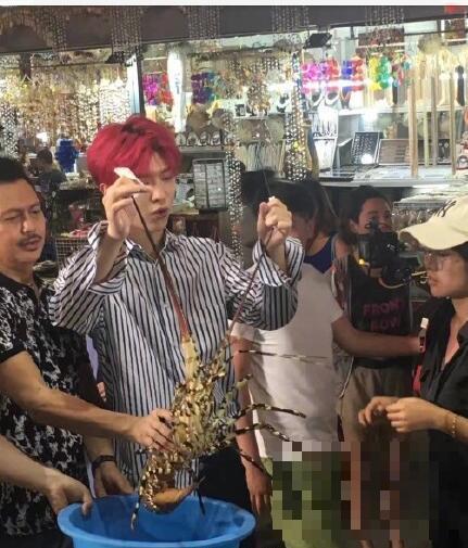 >范丞丞出现在泰国游玩，手抓大号龙虾，红发少年未来会火吗？