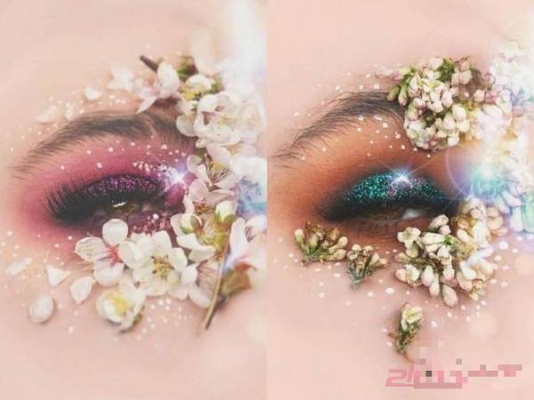 >鲜花创意新娘眼妆图片，造型很有个性+时髦！