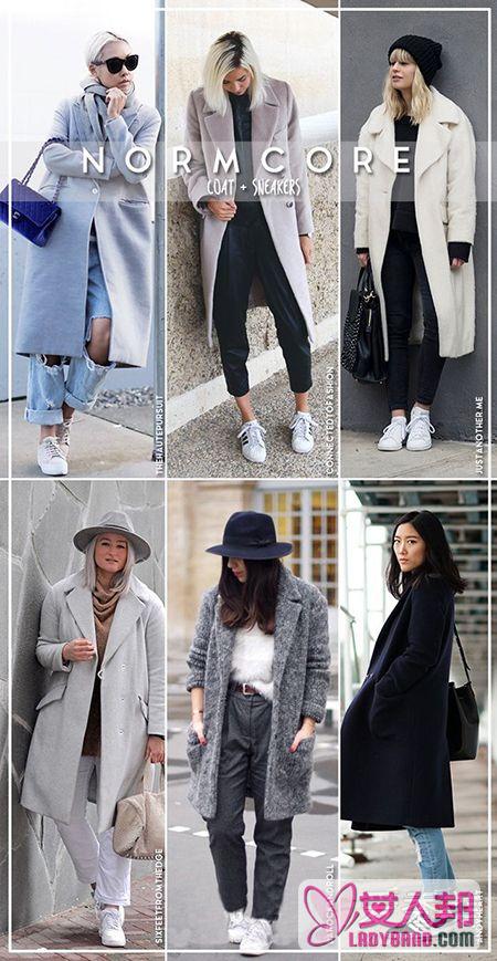 大衣外套搭配小白鞋 冬季最时髦