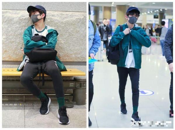 >易烊千玺现身韩国机场, 穿墨绿色外套尽显帅气, 难怪人气这么旺!