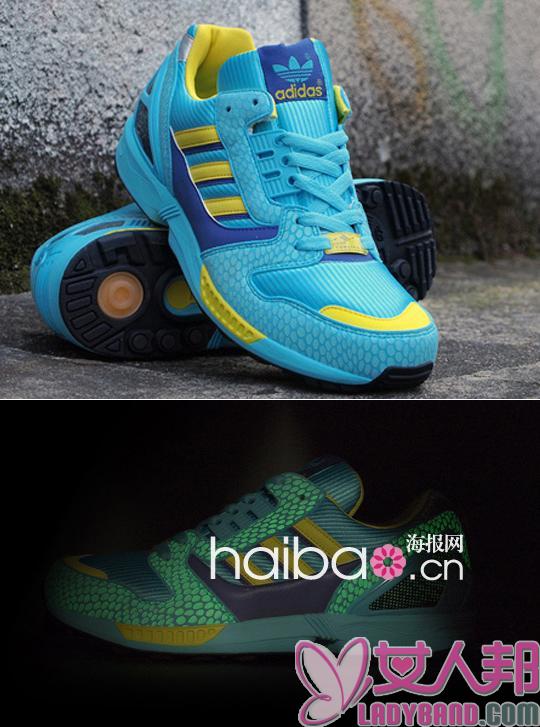 阿达斯经典三叶草 (Adidas Originals)与日本著名球鞋店Atmos合作推出Atmos × Adidas Originals ZX 8000 G-SNK新款夜光球鞋
