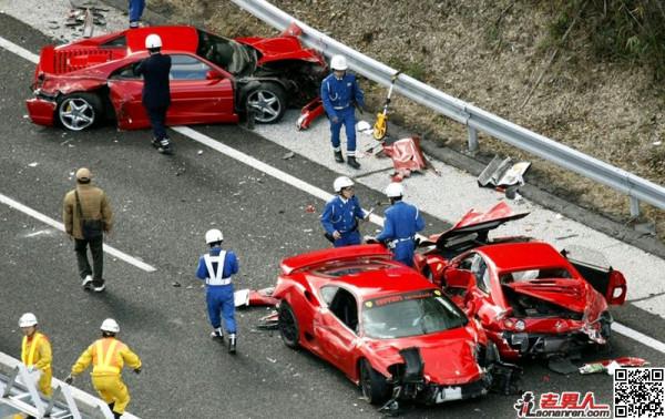 日本8辆法拉利撞车被毁 堪称世界最贵车祸【图】