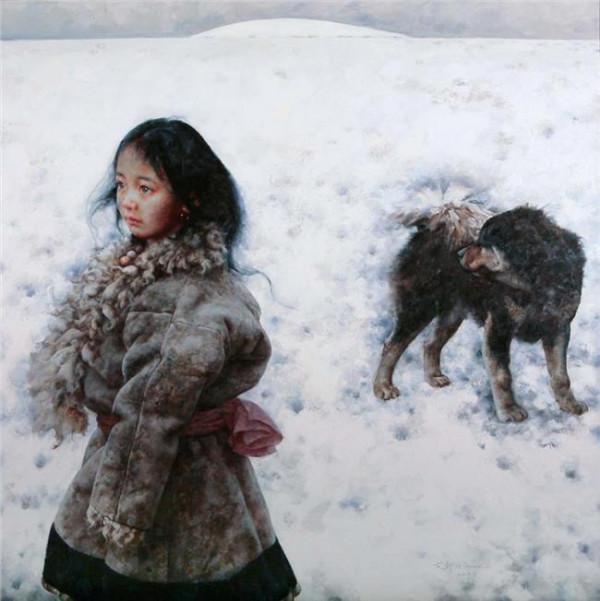 >艾轩油画作品 艾轩写实油画作品西藏女孩系列18P