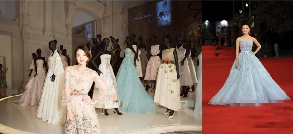 章子怡诠释时尚经典 两套礼服被某品牌七十周年大庆典藏