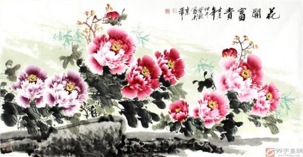 画家黄琳 四大影响力中青年国画名家之一黄琳清作品《牡丹》
