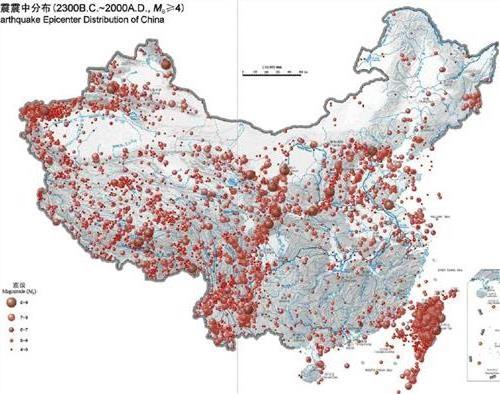 中国五大地震地区和23条地震带(资料)