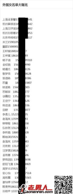 206名外围女名单网上曝光：孙静雅成最出名外围女【图】